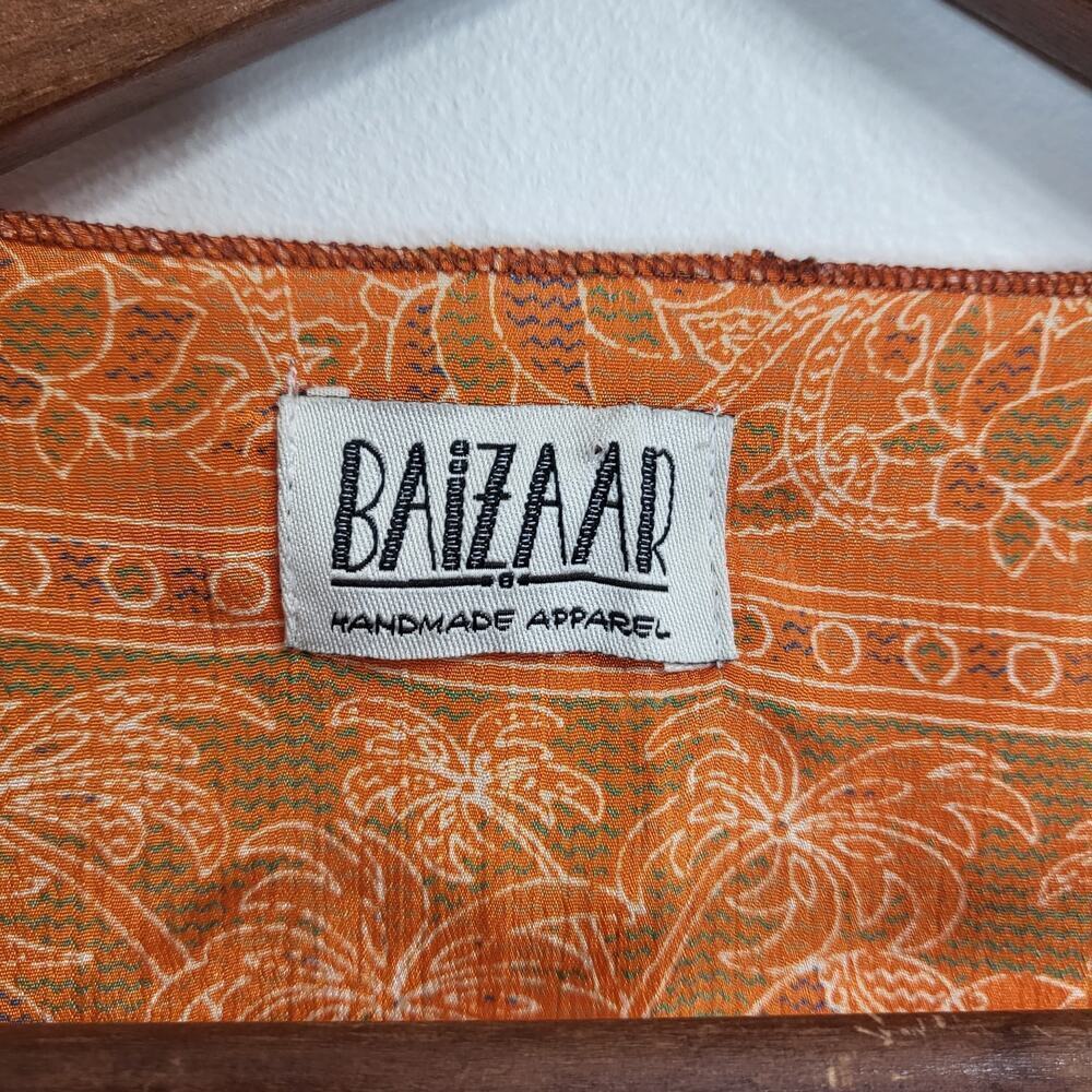 BAIZAAR 100% Silk Wrap Top with Bell Sleeves - Picture 3 of 8